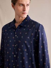 SHEIN EverLounge Men's 2 Pieces Pajama Set, Top And Pants, Casual & Fashionable For Everyday Wear