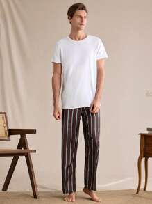 EverLounge Men's Casual Minimalist Contrast Stripe Loungewear Bottoms - Multicolor - View 4