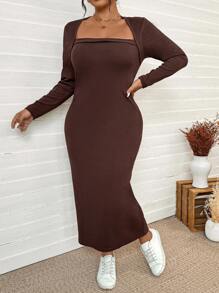 Calvaya Vestido largo de mujer talla grande de terciopelo cálido y elegante con escote en V, sexy, para Navidad