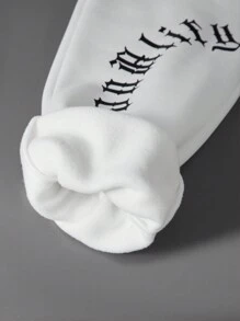 SHEIN Explorewe Tween Girls Asymmetrical Text Print Sweatpants - White - View 5