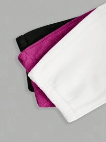 SHEIN Explorewe 3pcs/Set Teens (Girls) Autumn/Winter All-Match Black, White & Gray Versatile Sweatpants - Multicolor - View 4