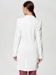 Scrubzie Anti-Wrinkle Lapel Long Women's Laboratory Coat White Dust Coat