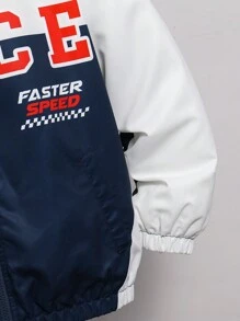 Tween Boy Graphic Pattern Stand Collar Thermal Lined Jacket For Winter - Multicolor - View 5