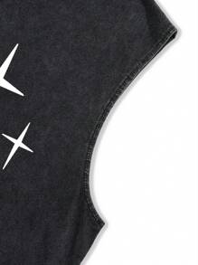 Manfinity EMRG Men's Slogan Print Loose Fit Casual Versatile Tank Top - Black - View 6