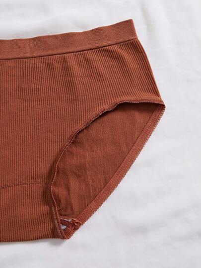 Women Solid Ribbed Cami Com Underwear Set view 4