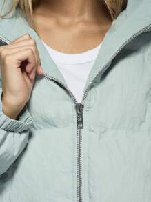 MISSGUIDED Chaqueta acolchada extra grande y acolchada, cortavientos de invierno con capucha, ropa de calle corta con cremallera, rellena, prenda exterior esencial para clima cálido