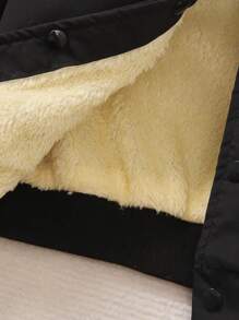 SHEIN 男童骑士印花长袖保暖内衬休闲棒球夹克，秋冬款 - 黑色 - 查看 6