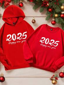 Manfinity Homme Standardowy rozmiar męska retro czerwona dopasowana bluza z kapturem typu raglan z podszewką, Szczęśliwego Roku Węża 2025, odpowiednia dla par i rodzin