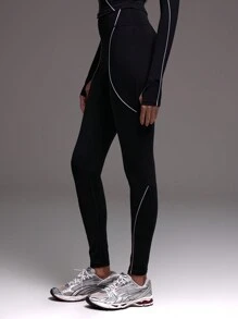 Musera Sport Contrast Piping High Waist Sports Leggings, Padel, Tennis, Pickleball