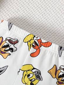 SHEIN Young Boy 2pcs Cute Puppy & Rabbit Pattern Round Neck Raglan Long Sleeve Top And Long Pants Soft Comfy Tight Fit Pajama Set - Multicolor - View 4