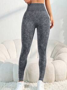 Easithlete 女士高腰休闲健身哑光紧身裤 - 灰色 - 查看 2