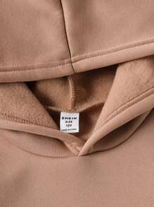 SHEIN Girls Casual Star Print Hooded Knit Sweatshirt, Autumn - Khaki - View 6