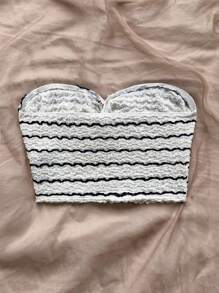 Soleia 正面打结条纹印花无袖抹胸上衣，适合夏季度假