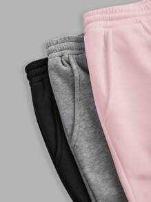 SHEIN Explorewe Teen Girls' All-Match Casual Sweatpants Multi-Pack, Black White Grey, Simple Style, Autumn/Winter - Multicolor - View 3