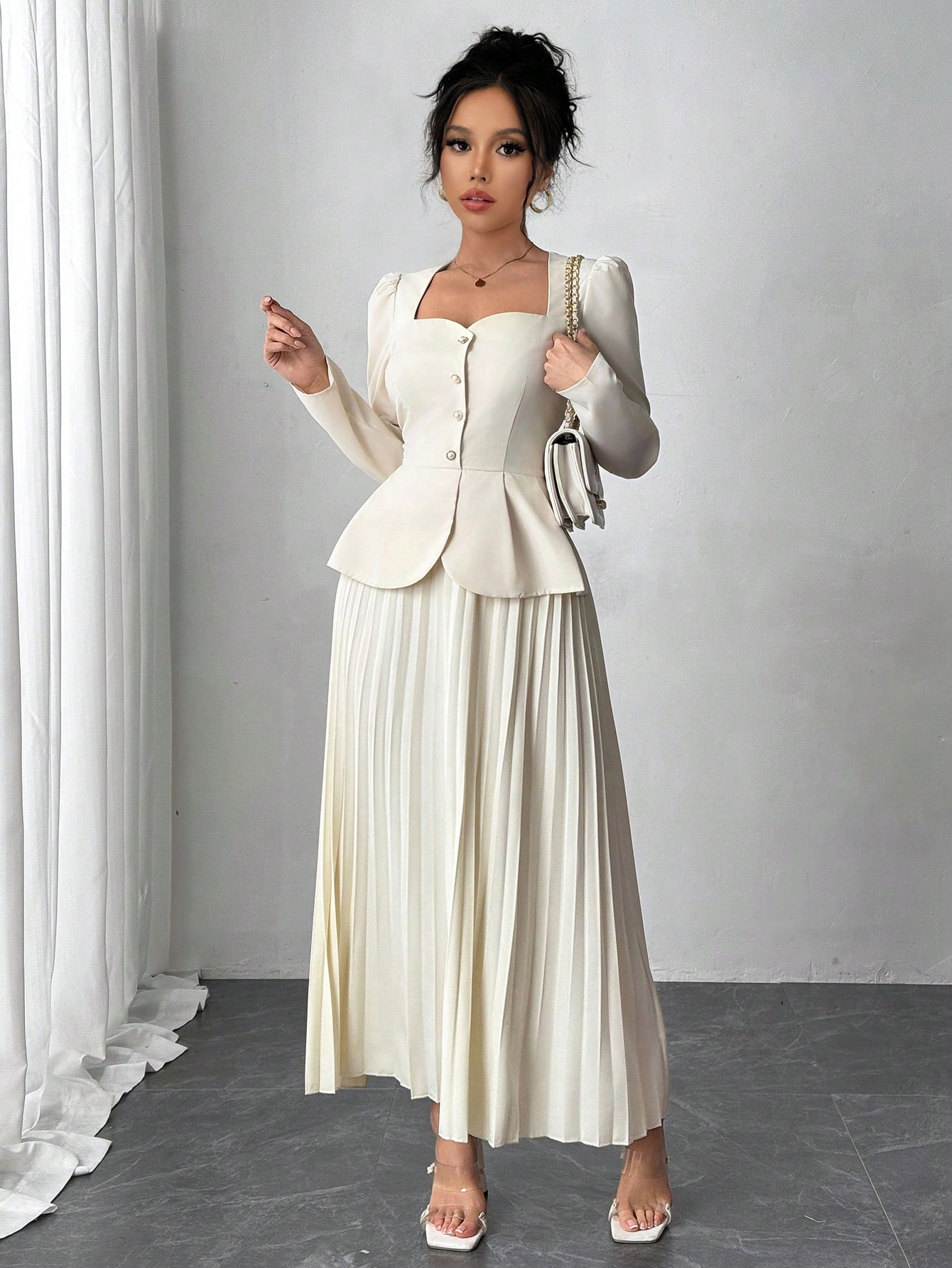 Rafferiza فستان طويل أنيق مطوي على شكل فراشة للزين...