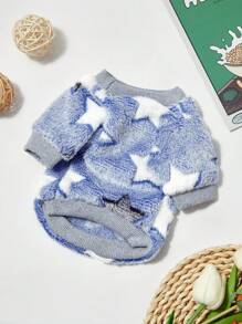 PETSIN 1件宠物狗/猫抓绒星形印花保暖圆领衫 - 彩色 - 查看 2