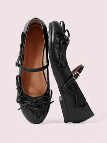 CUCCOO DOLLMOD Women's Solid Color Fashionable Elegant Commuting Flats New Year Holiday Valentines - Black - View 9