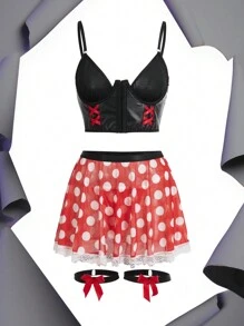 5pcs/Set Sexy Lace Patchwork Front Hook Lingerie Set With Underwire - Multicolor - View 8