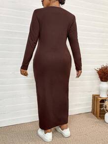 Calvaya Vestido largo de mujer talla grande de terciopelo cálido y elegante con escote en V, sexy, para Navidad