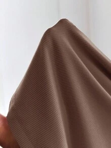 SHEIN 孕妇绿色长袖紧身连衣裙，适合秋冬季婴儿洗礼的孕妇连衣裙 - 卡其色 - 查看 5