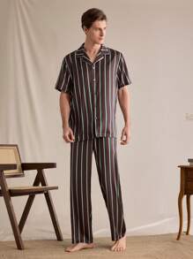 EverLounge 男士条纹短袖家居服套装 - 彩色 - 查看 3