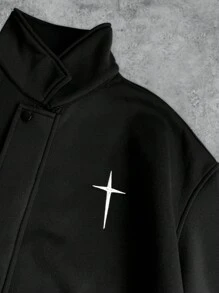 Chaqueta casual de hombre bordada con cruz y letras, para otoño