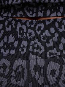 Musera Sport High Waist Ribbed Leopard Print Active-Wear Leggings , Padel, Tennis, Pickleball Gym Fitness - Multicolor - View 5