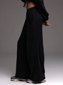 Musera Sport 阔腿抽绳运动裤，适合度假、休闲穿着，也适合打板式网球、网球、匹克球。 - 黑色 - 查看 4