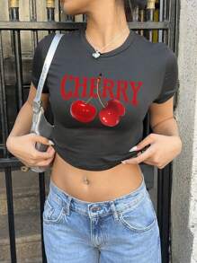 SHEIN EZwear مجموعة من 3 قطع تيشرت للأطفال بأكمام قصيرة وطباعة بسيطة، رقبة مستديرة، للنساء، صيفي - متعدد الألوان - مشاهدة 9