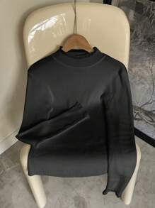 DAZY Áo len chui đầu màu trơn 2 trong 1 cho nữ, Quần áo thu cho nữ Áo cổ lọ cho nữ - màu đen - Xem 5