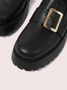 CUCCOO DOLLMOD 女士棕色可爱简约百搭洛丽塔厚底乐福鞋 - 黑色 - 查看 7