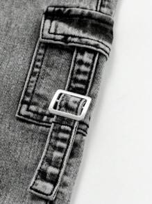 SHEIN Baby Boys Fashionable Washed Straight Leg Denim Jeans - Light Grey - View 5