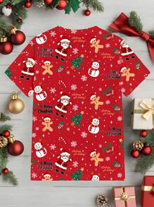 Manfinity Homme Manfinity Men's Christmas Slogan & Snowman Print Round Neck Short Sleeve Casual T-Shirt