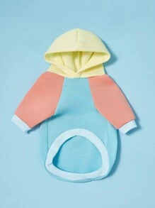 PETSIN 1PC Pet Dog Mint Green Yellow Orange Color Block Pullover Hoodie With Raglan Sleeve, Casual Design - Multicolor - View 6