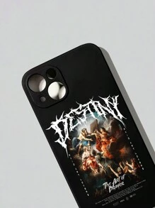 ROMWE Grunge Punk 1pc Medieval Art Mural Black IPhone Case Compatible With Iphone 11 12 13 14 15 Pro Max - Multicolor - View 4