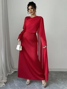 Calvaya Elegant Waisted Wrap Dress, Slimming And Classy Maxi Women Outfit