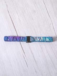 SHEIN Tween Girls' Fashionable Hooded Jacket With Laser Ruffled Collar, Winter - Blue - View 8