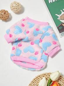 PETSIN 1 Pc Pink Flannel Blue Heart Warm Crew Neck For Pets - Multicolor - View 2