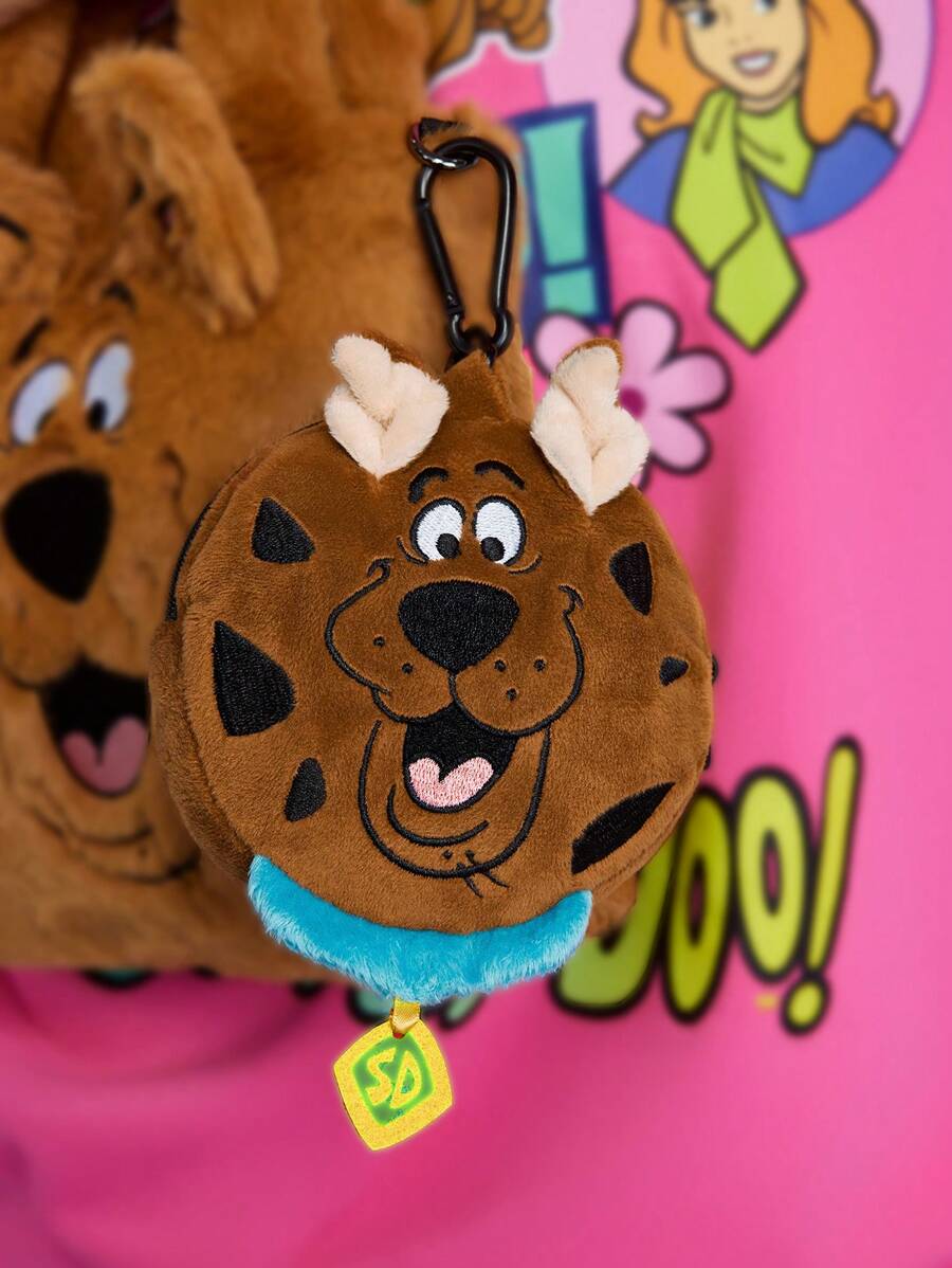 SCOOBY-DOO X SHEIN Embroidery Cartoon Dog Pattern Plush Super Comfy Coin Purse , Bag Accessory - Brown - View 1