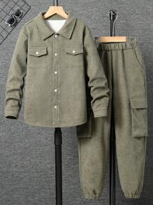 Tween Boy Versatile Thermal Lined Utility Set - Army Green - View 7