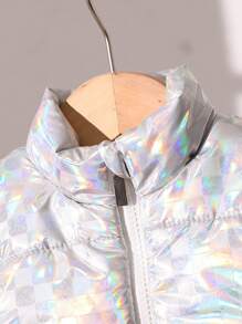 Baby Girls' Autumn/Winter Laser Collar Loose Padded Vest - Silver - View 3