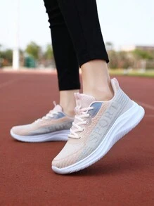 1 pereche de pantofi de alergat la modă, versatili, din țesătură, respirabili, ușoare, anti-alunecare, rezistenți la uzură, moale, confortabili, pentru sporturi ocazionale în aer liber - Multicolor - Vizualizare 2