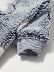 PETSIN 1 件宠物猫狗毛绒抓绒星星爱心印花保暖圆领衫 - 彩色 - 查看 3