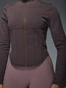 MISSGUIDED Athletic Performance Corset Style Training Jacket Full Zip Workout Running Yoga Active Sports Fitness Studio Dance Slim High Neck Exercise Top