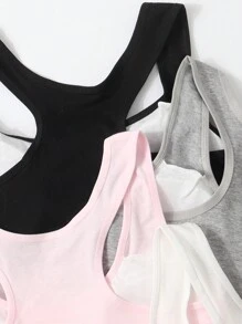 5 件装 女童纯色简约时尚舒适运动吊带背心内衣 - 彩色 - 查看 3