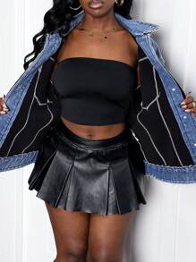 SHEIN Slayr Chaqueta de mezclilla desgastada informal para mujer, otoño