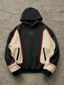 Manfinity VCAY Men's Knit Casual Everyday Loose Fit Patchwork Long Sleeve Hoodie Sweatshirt