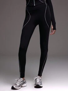 Musera Sport Contrast Piping High Waist Sports Leggings, Padel, Tennis, Pickleball