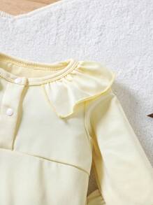 Baby Mädchen Aprikot farbener gestrickter weicher Lässig Bodysuit mit Langarmoberteil, 2-teiliges Outfit Set für Herbst/Winter - Aprikosenfarben - Übersicht 6