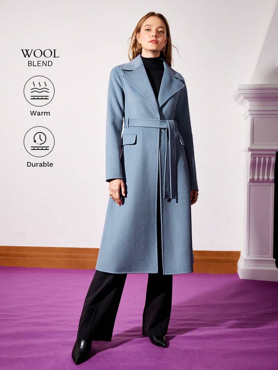 MOTF PREMIUM BELTED WOOL-BLEND COAT